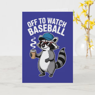 Cartão do Guaxinim para Assistir ao Baseball
