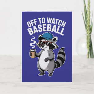 Cartão do Guaxinim para Assistir ao Baseball