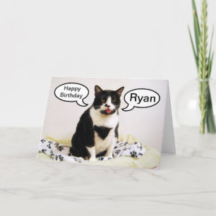 Cartão do humor de Ryan do aniversário do gato d