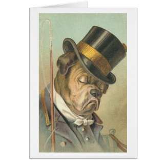 Cartão Do "ilustração do vintage do cão sono"