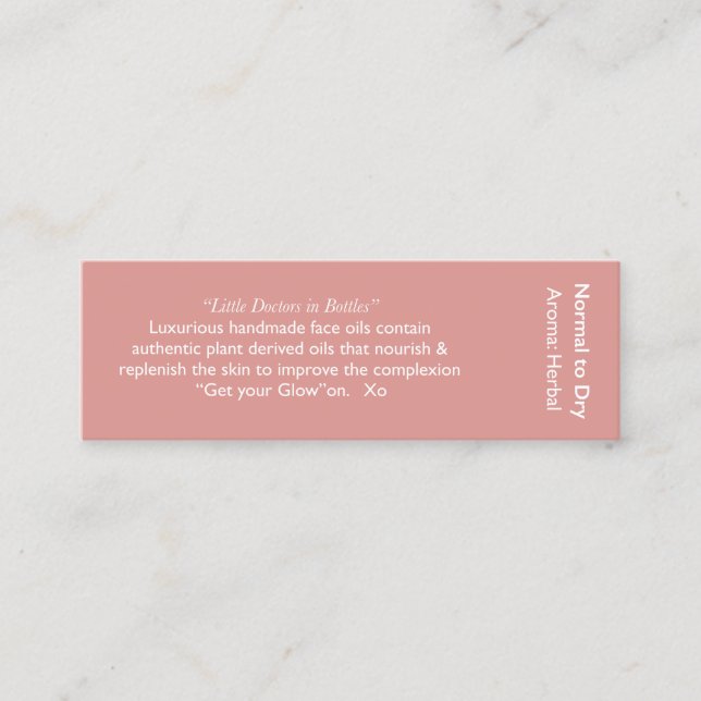 cartão do ingrediente do óleo da maravilha (Frente)