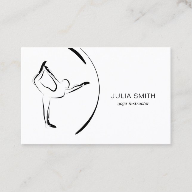 Cartão do instrutor da ioga com duas poses da ioga (Frente)