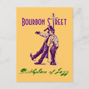 Cartão do jazz de NOLA da rua de Bourbon do estilo