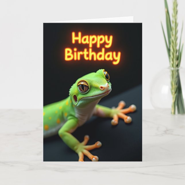 Cartão do Lagarto Verde Alegre (Frente)