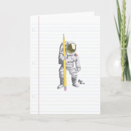 Cartão do lápis e do papel do astronauta