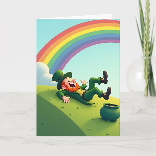 Cartão do Leprechaun Alegre Rindo (Frente)