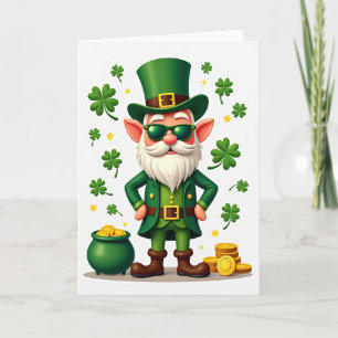 Cartão do Leprechaun com Explosão de Trevo