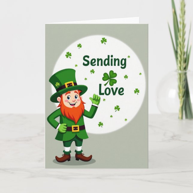 Cartão do Leprechaun de Envio de Amor (Frente)