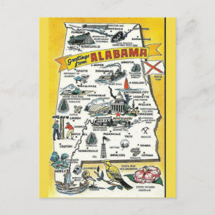 Cartão do mapa do estado de Alabama