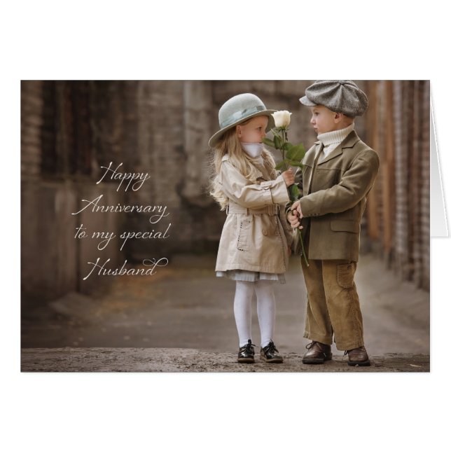 Cartão do marido do aniversário de casamento (Frente Horizontal)