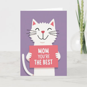 Cartão do Melhor Dia para Mães de Gato Sorridente