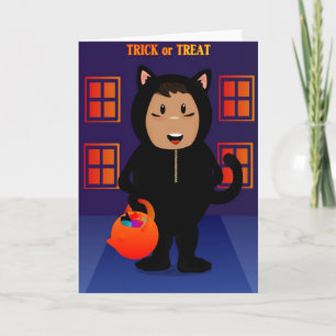 Cartão do Menino de Gato Preto