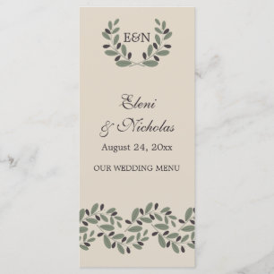 Cartão do menu do casamento da festão e da