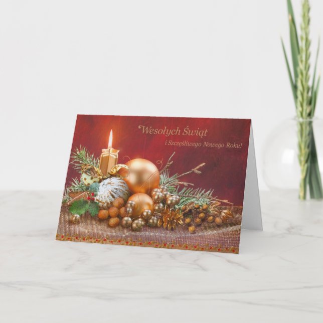 Cartão do Natal polonês retro e do ano novo (Frente)