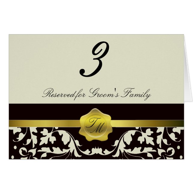 Cartão do número da mesa da recepção de casamento (Frente horizontal)