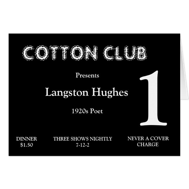 cartão do número da mesa do 1920 (Frente Horizontal)