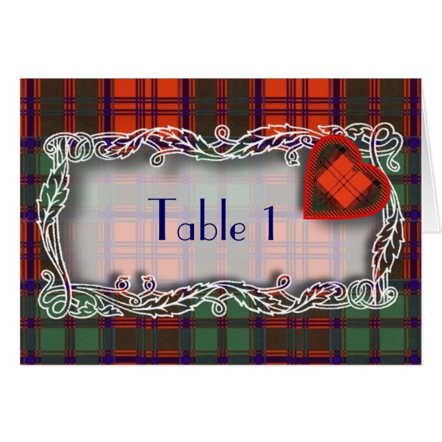 Cartão do número da mesa do Tartan - Grant (Frente Horizontal)