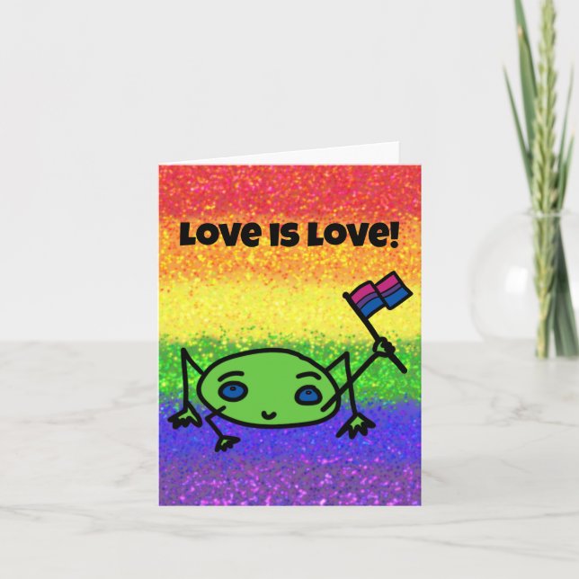 Cartão do Orgulho LGBTQIA+ Amor é Amor Bandeira Bi (Frente)