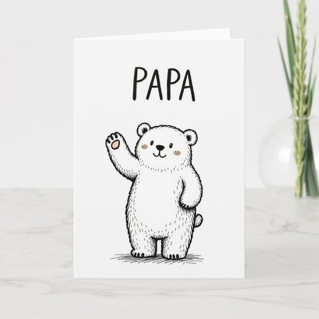Cartão do Papai Amor do Urso Acenando (Frente)