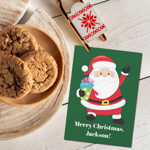 Cartão Do Papai Noel Verde Personalizado Natal Crianças