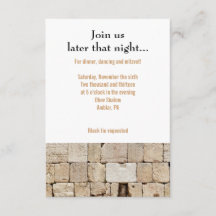 Cartão do partido de recepção do Bar WALL Bat Mitz