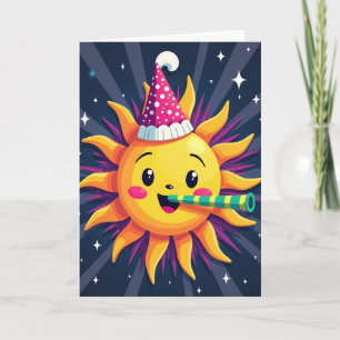 Cartão do Partido do Sol Sorridente Alegre