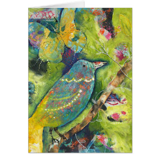 Cartão do pássaro e da borboleta