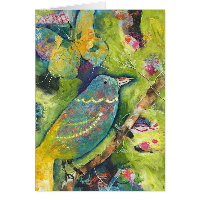 Cartão do pássaro e da borboleta (Frente)