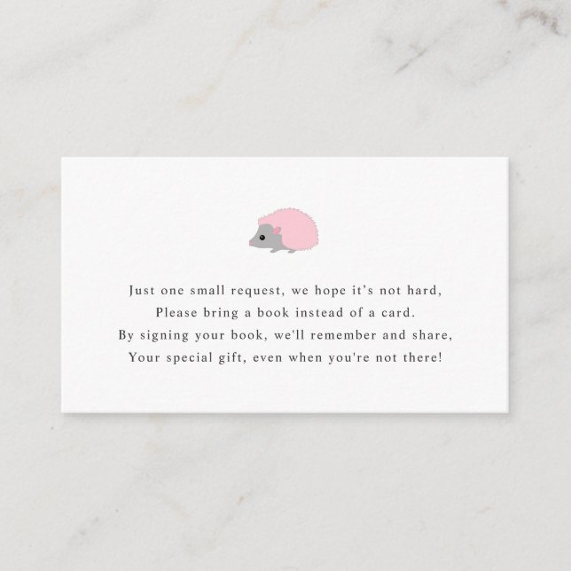 Cartão do pedido do livro do ouriço para o chá de (Frente)