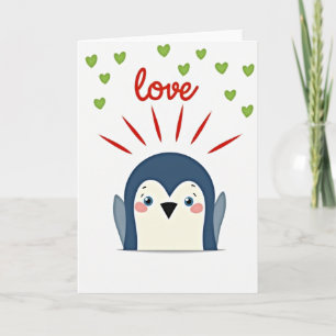 Cartão do Pinguim de Amor Falso Dourado