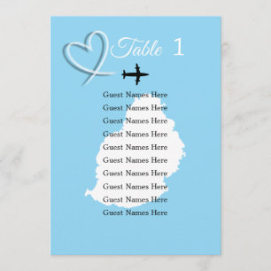 Cartão do Plano de Mesa de Casamento de Destino da