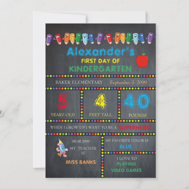 Cartão do Primeiro Dia do Jardim de Infância BOY,Q (Frente)