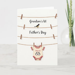 Cartão do Primeiro Dia dos Pais da Bebê Menina