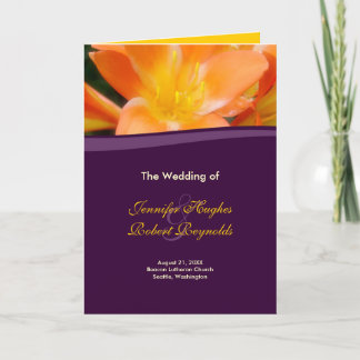 Cartão do Programa Casamento Púrpura e Laranja