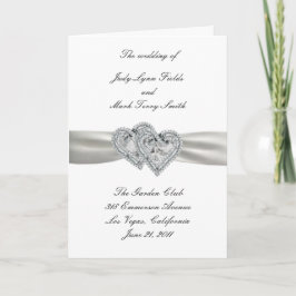 Cartão do Programa de Casamento Branco dos Coraçõe
