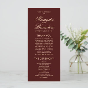 Cartão do Programa de Casamento da Borgonha Dourad