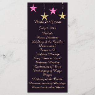 Cartão do Programa de Casamento das Estrelas das N