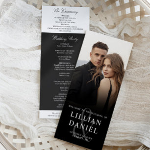 Cartão do Programa de Casamento de Fotos Elegante