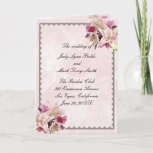 Cartão do Programa de Casamento de Mármore Rosa-