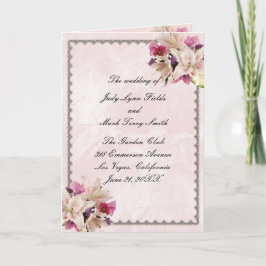 Cartão do Programa de Casamento de Mármore Rosa-Ro