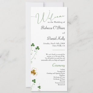 Cartão do Programa de Casamento Elegante Shamrock