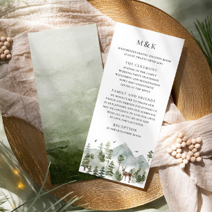 Cartão do Programa de Casamento Evergreen Woodland