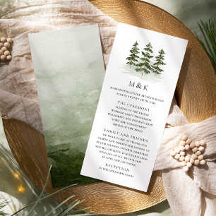 Cartão do Programa de Casamento Evergreen Woodland