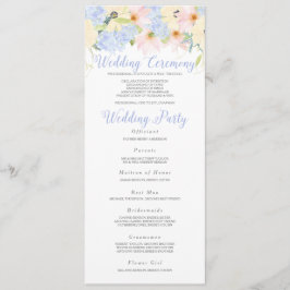 Cartão do Programa de Casamento Floral Rosa Modern