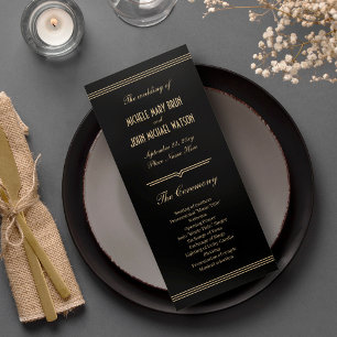 Cartão do Programa de Casamento Negra Clássico Art