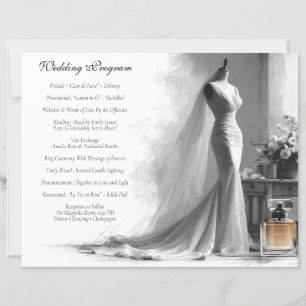 Cartão do Programa de Casamento Romântico de Esboç