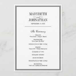 Cartão do Programa de Cerimônia de Casamento Simpl