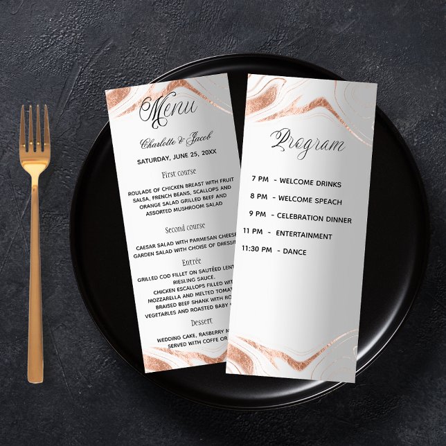 Cartão do programa de menu do janto de casamento r (Criador carregado)