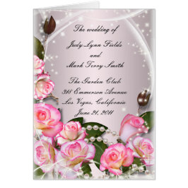 Cartão do Programa Elegante Rosa Rosas E Pérolas