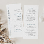 Cartão do Programa Mitzvah, Bar Azul e Branco Mode<br><div class="desc">Torne a cerimônia do Bar do seu filho Mitzvah memorável com o nosso cartão de programa de dois lados,  azul e branco,  de marinho minimalista. Este programa dispõe de espaço para escrever uma mensagem de obrigado,  informações de honra e um guia mitzvah de bar.</div>